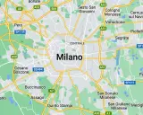 Mapa pokazuje, gdzie jest Mediolan, otoczony przez miasta takie jak Pero, Cesano Boscone i Sesto San Giovanni.