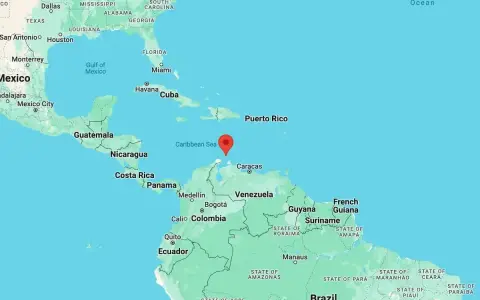 Aruba, gdzie jest? Mapa Karaibów pokazuje wyspę na północ od Wenezueli, na wschód od Kolumbii.