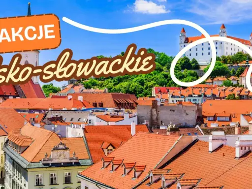 Atrakcje polsko-słowackie: Bratysławski zamek góruje nad miastem z czerwonymi dachami.