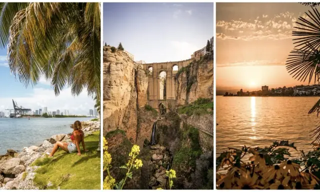Trzy inspiracje: plaża z palmami, most w wąwozie i zachód słońca nad jeziorem. Gdzie pojechać na wakacje?