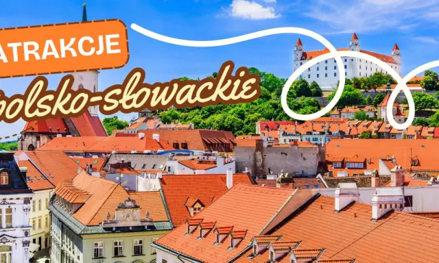 Atrakcje polsko-słowackie: Bratysławski zamek góruje nad miastem z czerwonymi dachami.