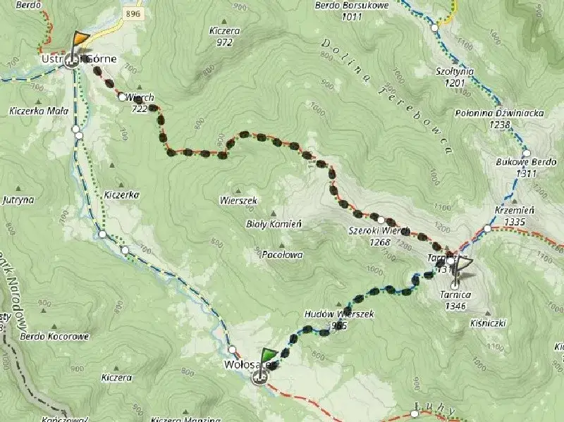 Mapa Bieszczady noclegi Tarnica