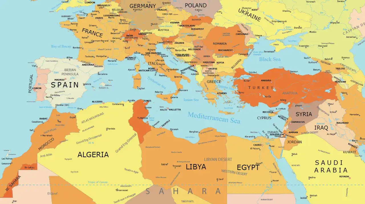 Cypr leży na Morzu Śródziemnym, na południe od Turcji i na zachód od Syrii.