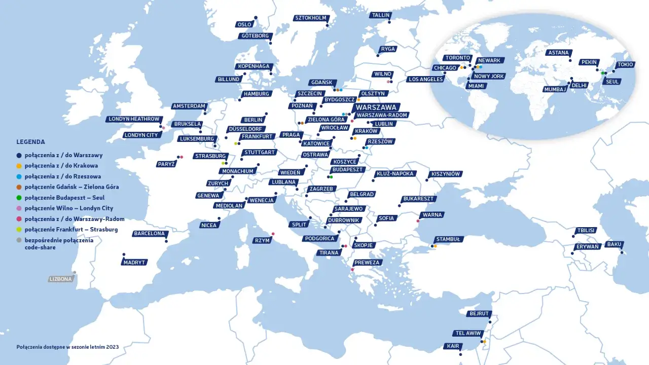 Mapa lotów Polska Baku