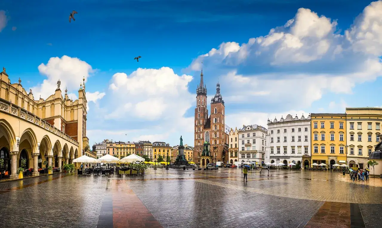 Kraków Rynek Główny Wawel panorama