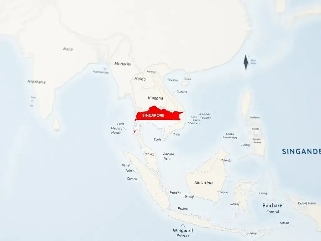 Mapa Singapuru w Azji Południowo-Wschodniej