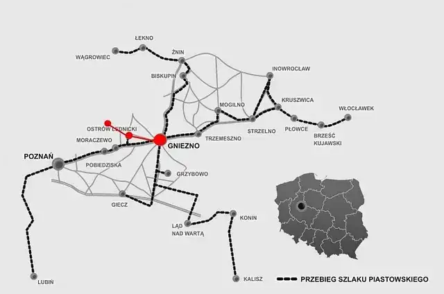 Mapa Szlaku Piastowskiego Gniezno