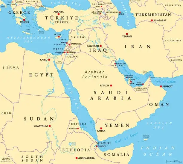 mapa Katar Półwysep Arabski Bliski Wschód