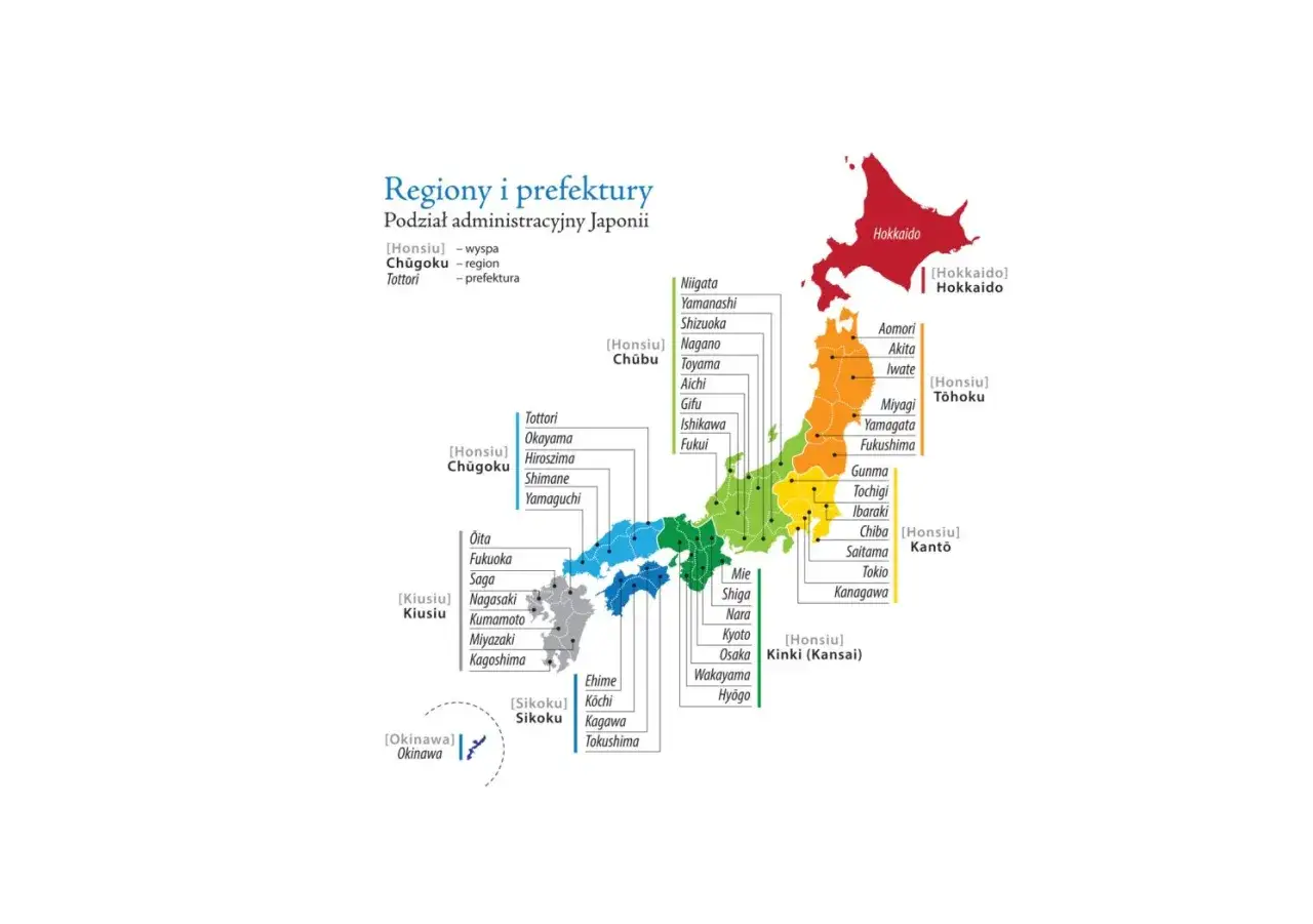 Mapa Japonii z zaznaczeniem Tokio i wyspy Honsiu