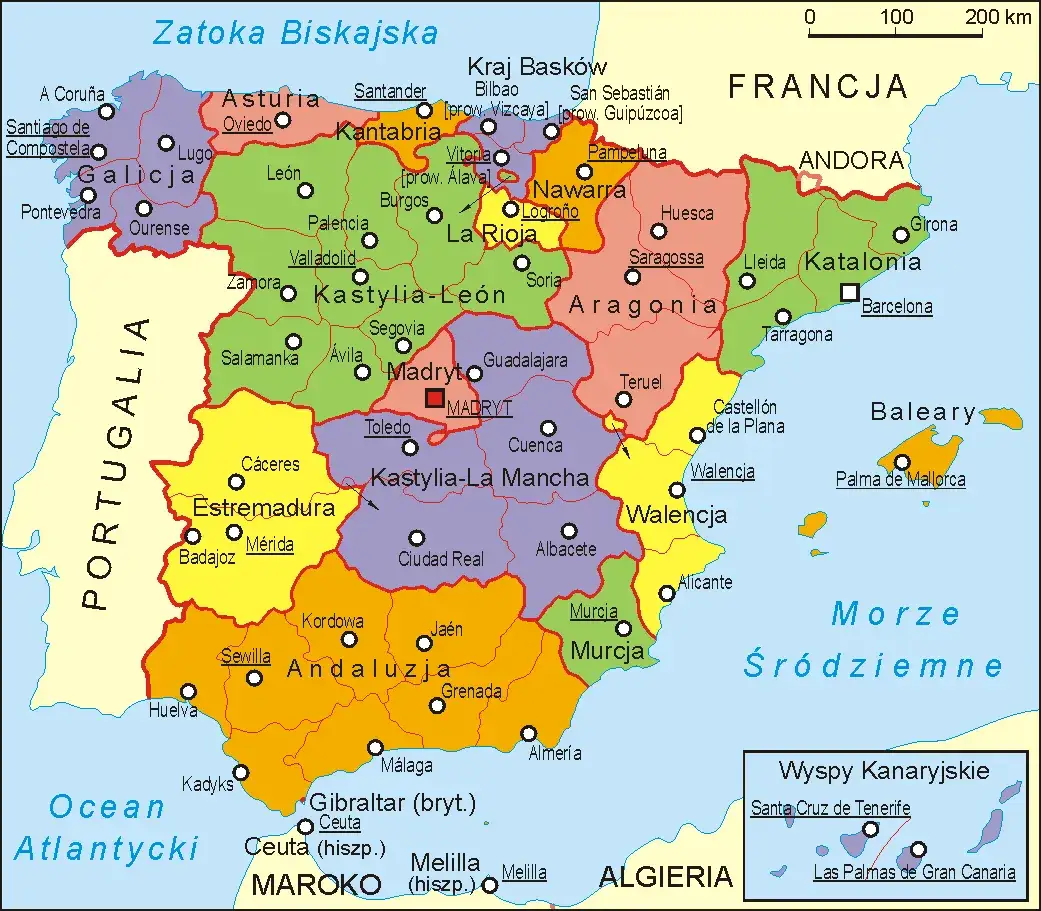 Mapa Hiszpanii lokalizacja Villarreal Walencja Castellón
