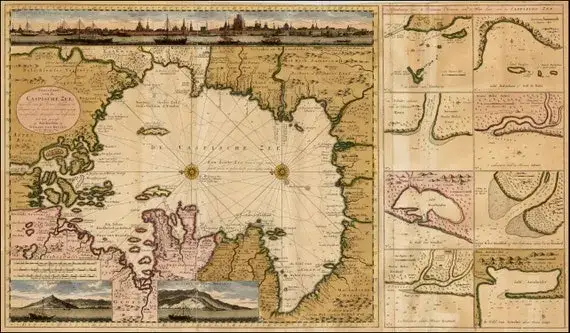 Mapa Morza Kaspijskiego z państwami nadbrzeżnymi