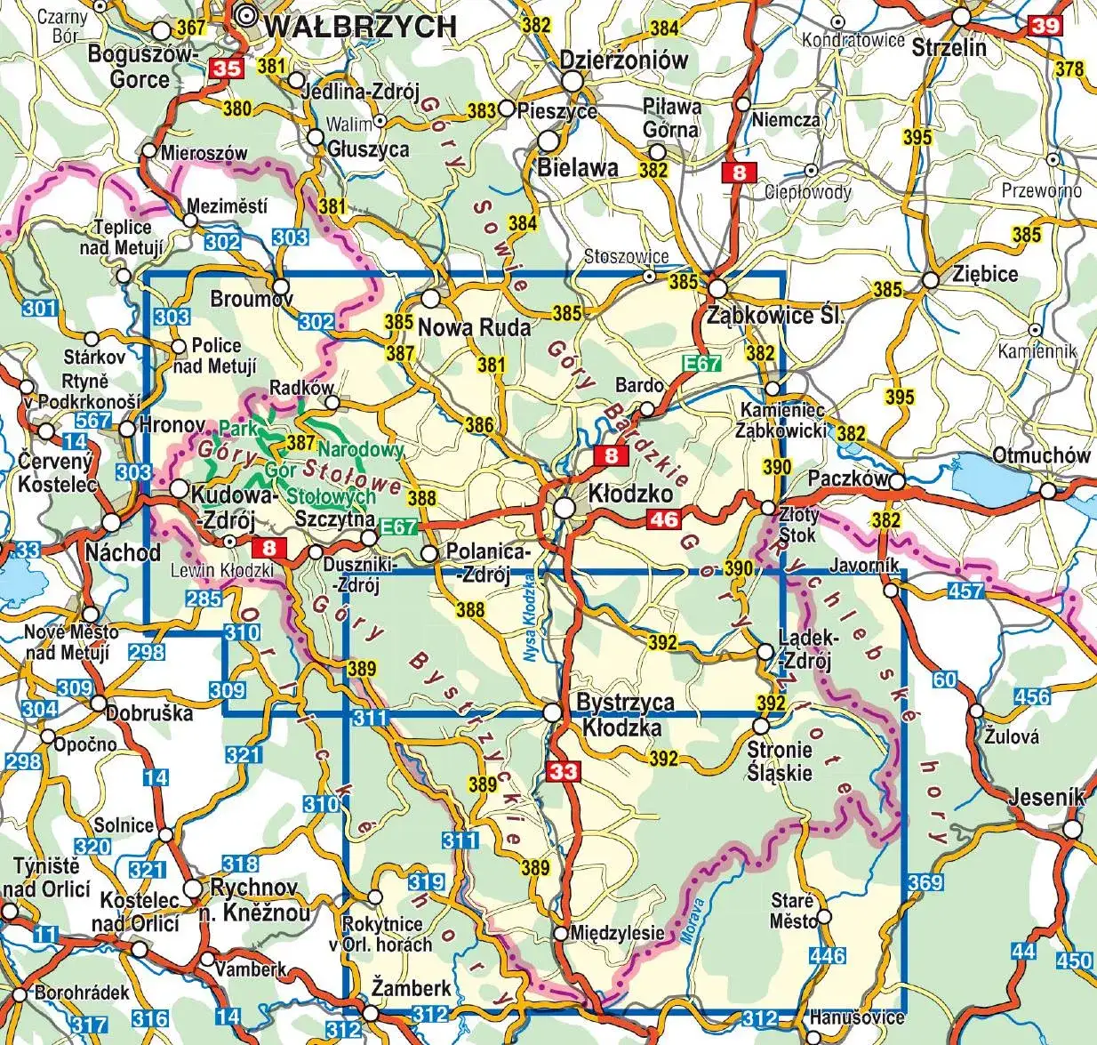 Mapa turystyczna Ziemi Kłodzkiej